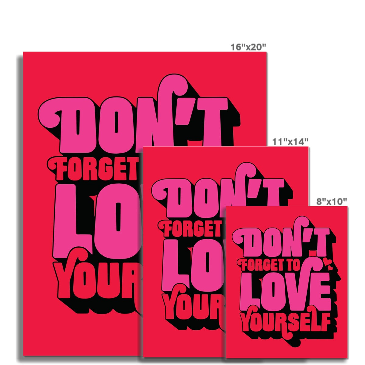 Don't Forget to Love Yourself – Red Background – Print